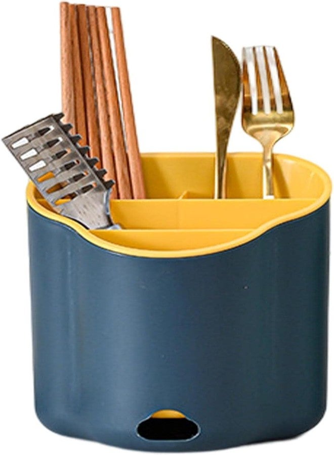 OTIPORTER Chopstick Drain Holder | Utensil Drain Holder For Countertop, Four Grids Utensil Storage, Cloud Design Crock Kitchen Countertop Organizer - Image 1