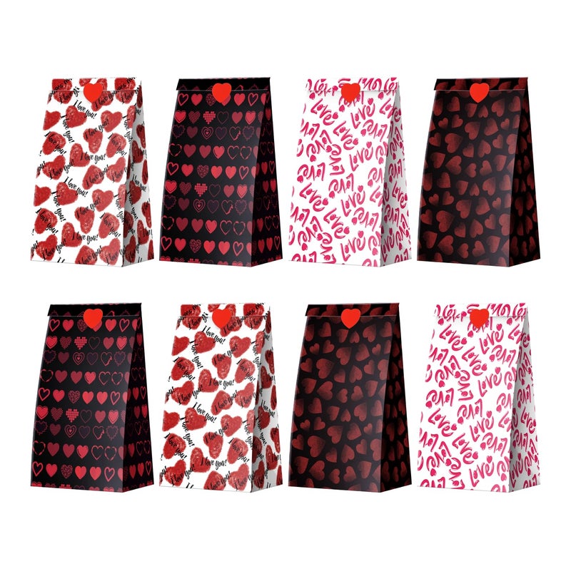 Linelglobal Valentine Bag for Treat, 24 Pack Valentine Goodie Bag for Kids Class School Party Favor, Anniversary Bag 9" Heart - Image 1