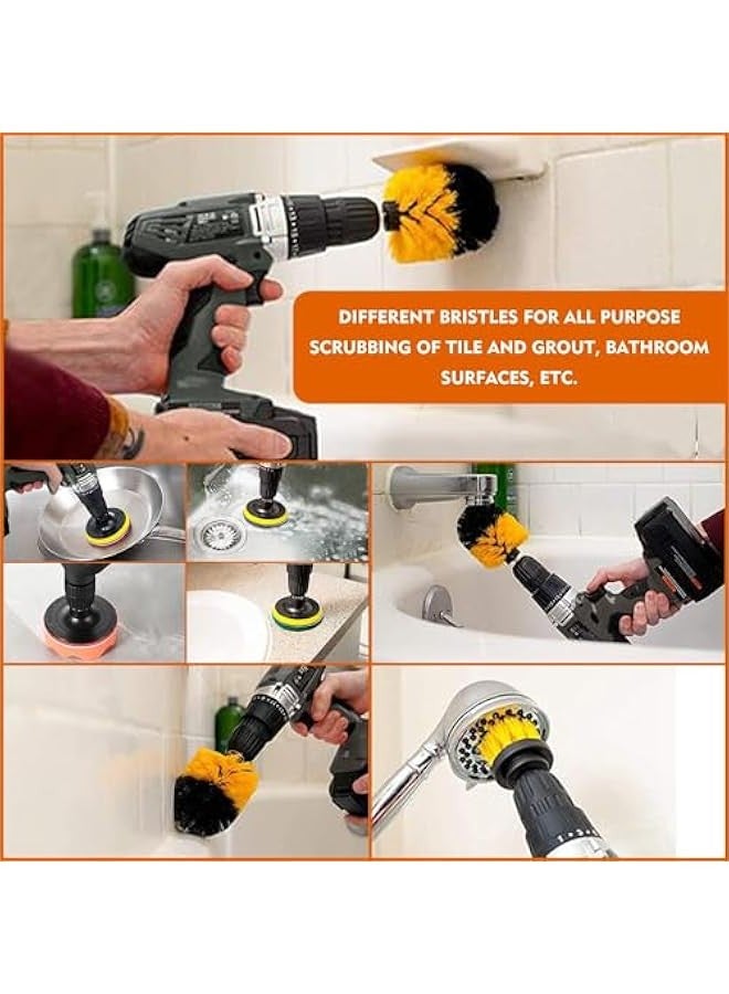 TRASSLE Drill Brush Attachments 20 PCS Scrub Pads & Sponge Power Scrubber Brush with Extend Long Rod All Purpose for Grout, Bathroom, Sinks, Corner, Car Detailing, Carpet, Floor, Laundry Room - Image 2