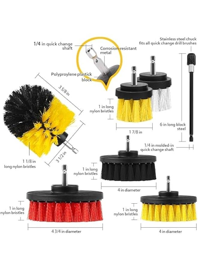 TRASSLE Drill Brush Attachments 20 PCS Scrub Pads & Sponge Power Scrubber Brush with Extend Long Rod All Purpose for Grout, Bathroom, Sinks, Corner, Car Detailing, Carpet, Floor, Laundry Room - Image 3