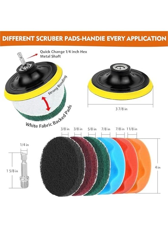 TRASSLE Drill Brush Attachments 20 PCS Scrub Pads & Sponge Power Scrubber Brush with Extend Long Rod All Purpose for Grout, Bathroom, Sinks, Corner, Car Detailing, Carpet, Floor, Laundry Room - Image 4