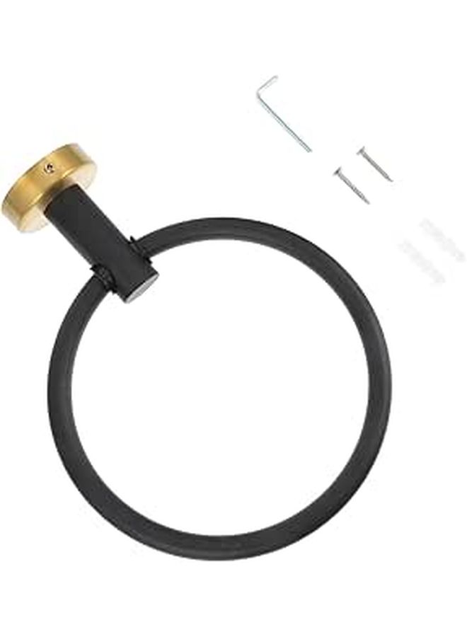 Stainless Steel Wall Mounted Towel Ring Hand Holder Brushed Black Gold Finish Durable Bathroom Accessory for Tiles Glass Kitchen Balcony - Image 1