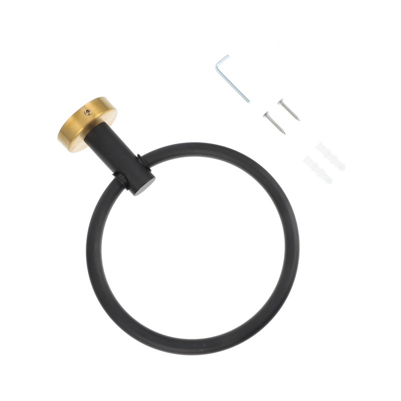 Stainless Steel Wall Mounted Towel Ring Hand Holder Brushed Black Gold Finish Durable Bathroom Accessory for Tiles Glass Kitchen Balcony - Image 2