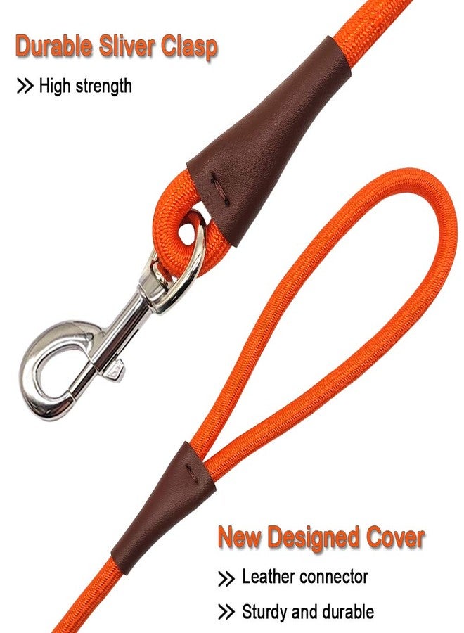 طوق كلاب من مايباو بطول 4/6/8/10 قدم، ألوان كلاسيكية سادة، طوق كلاب من حبل نايلون قوي معزز بجلد، مشبك فضي متين من تايلور كونكشن (برتقالي، 6 أقدام × 1/2 بوصة). - Image 3