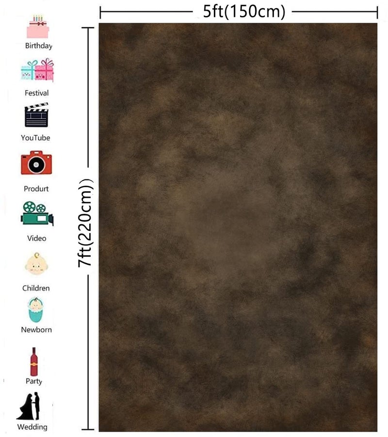 HMTFOTO 5x7ft Dark Brown Mottled Texture Photography Backdrop for Portrait Photo Studio Prop Abstract Background for Photographyer - Image 3