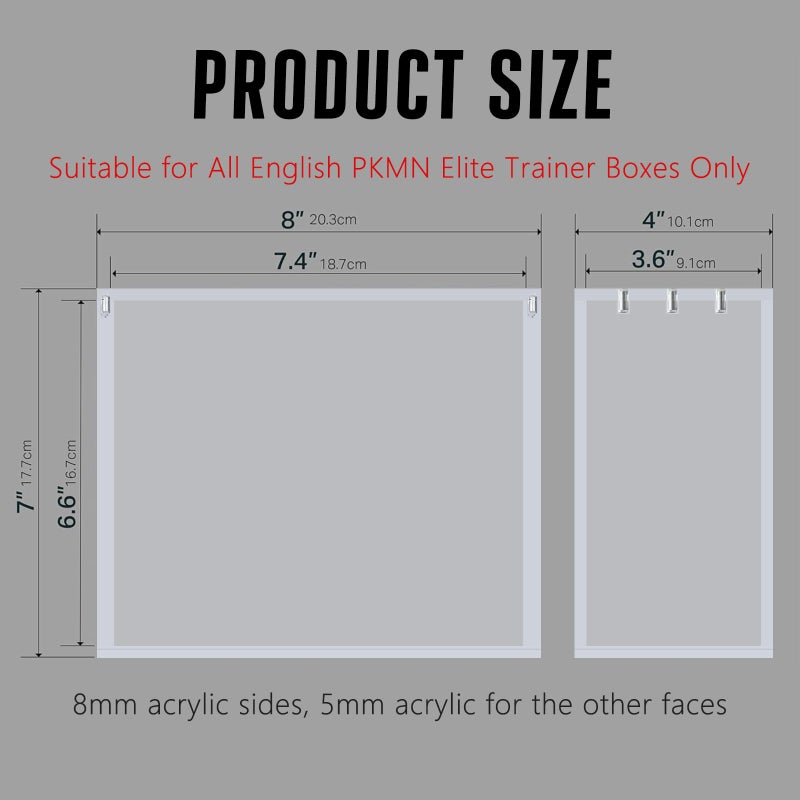 Botyboty Acrylic ETB Protector Case Magnetic Ultra Thick 8mm + 5mm Elite Trainer Box Acrylic Display Case Stackable Hard Compatible with PKMN Elite Trainer Boxes with Strong Magnets Easy Top Loading - Image 2