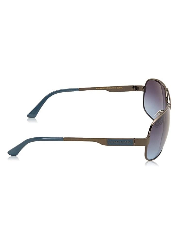 U.S. Polo Assn. - U.S. Polo Assn. Men's PA1015 Metal Sunglasses with Colored Enamel Temple & 100% UV Protection, 65 mm, Gunmetal & Blue - Image 1