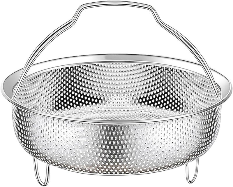 Stainsless Steel Steamers Drain Basket Steaming Rack Stand With Handle Drainers For Rice Eggs Vegatable And Meat Steaming Grid Drainers - Image 1