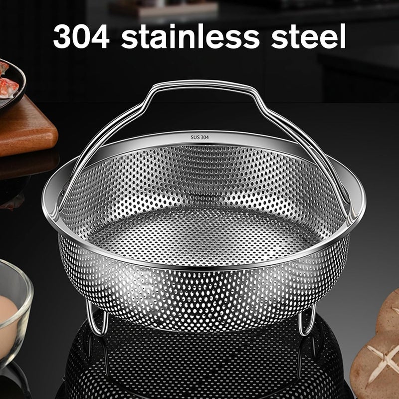 Stainsless Steel Steamers Drain Basket Steaming Rack Stand With Handle Drainers For Rice Eggs Vegatable And Meat Steaming Grid Drainers - Image 2