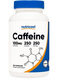 Nutricost Caffeine Pills 100mg Per Serving, 250 Capsules  - Image 1