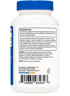 Nutricost Caffeine Pills 100mg Per Serving, 250 Capsules  - Image 3