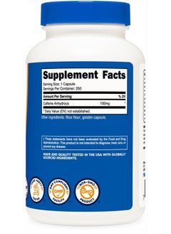 Nutricost Caffeine Pills 100mg Per Serving, 250 Capsules  - Image 4
