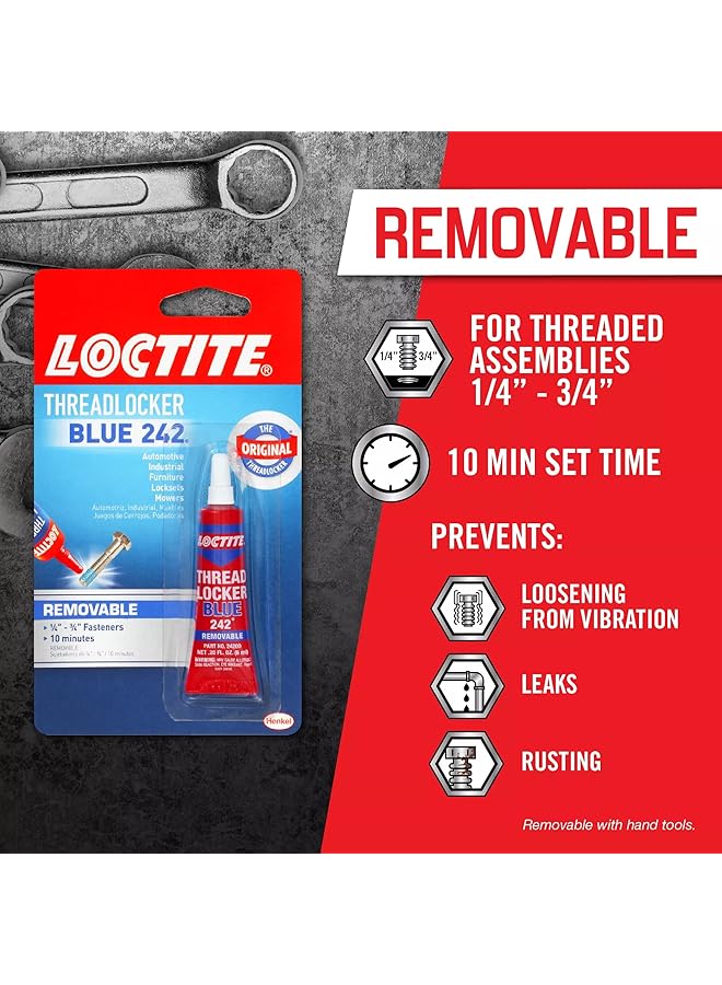 Loctite Henkel 209728 Heavy Duty Threadlocker, 0.2 Oz, Blue 242, Single Thread Locking Adhesive, 0.2 Fl. Oz (Pack Of 1), 2  - Image 4