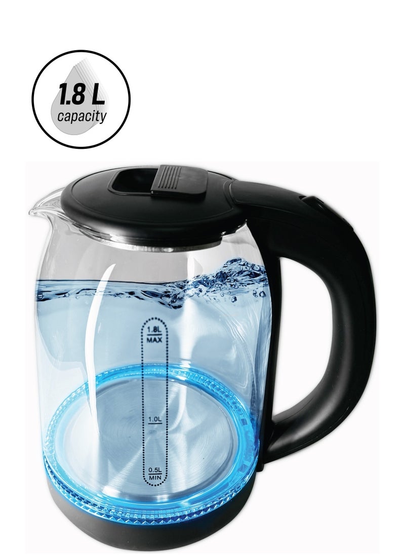 COMFET COMFET Illuminating Premium Glass Electric Kettle with 360° Swivel Base-1.8L,1500W Fast Boil & Easy to Clean, Blue LED, Boil Dry Protection & Auto Shut Off, Anti-Scald Handle, Ideal for Home or Office  - Image 1