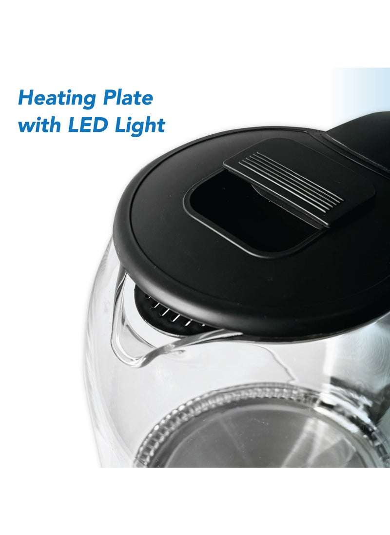 COMFET COMFET Illuminating Premium Glass Electric Kettle with 360° Swivel Base-1.8L,1500W Fast Boil & Easy to Clean, Blue LED, Boil Dry Protection & Auto Shut Off, Anti-Scald Handle, Ideal for Home or Office  - Image 3