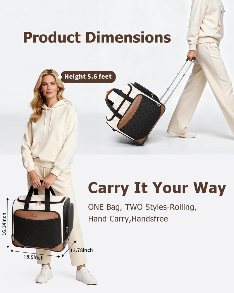Arcoyard Sewing Machine Case with Wheels, Rolling Sewing Machine Carrying Case with Removable Bottom Pad & 2 Packing Cubes Storage, No Installation Required, Compatible with Singer, Brother, Brown - Image 3