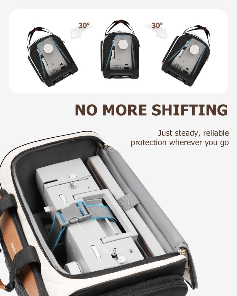 Arcoyard Sewing Machine Case with Wheels, Rolling Sewing Machine Carrying Case with Removable Bottom Pad & 2 Packing Cubes Storage, No Installation Required, Compatible with Singer, Brother, Brown - Image 4