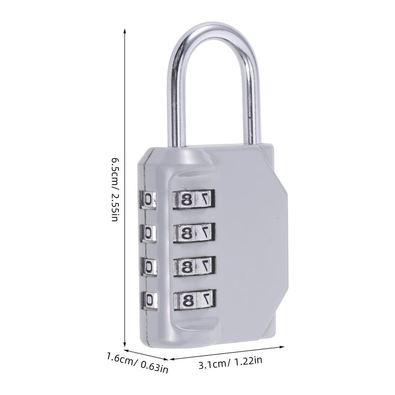 Silver Combination Padlock for Gym Locker Travel Luggage Suitcase Security Outdoor Storage - Image 3