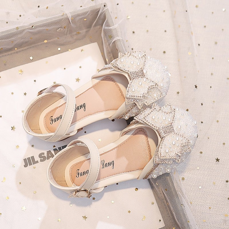 Girls Flower Sandals 2025 Little Girls Pearl Princess Shoes Korean Style Baby Style Crystal Shoes - Image 4