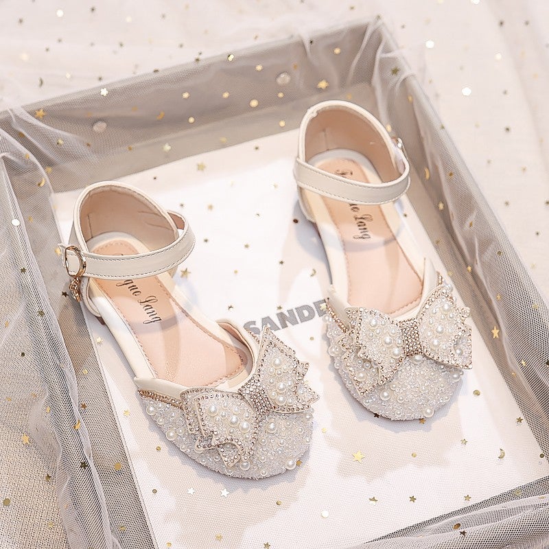 Girls Flower Sandals 2025 Little Girls Pearl Princess Shoes Korean Style Baby Style Crystal Shoes - Image 5