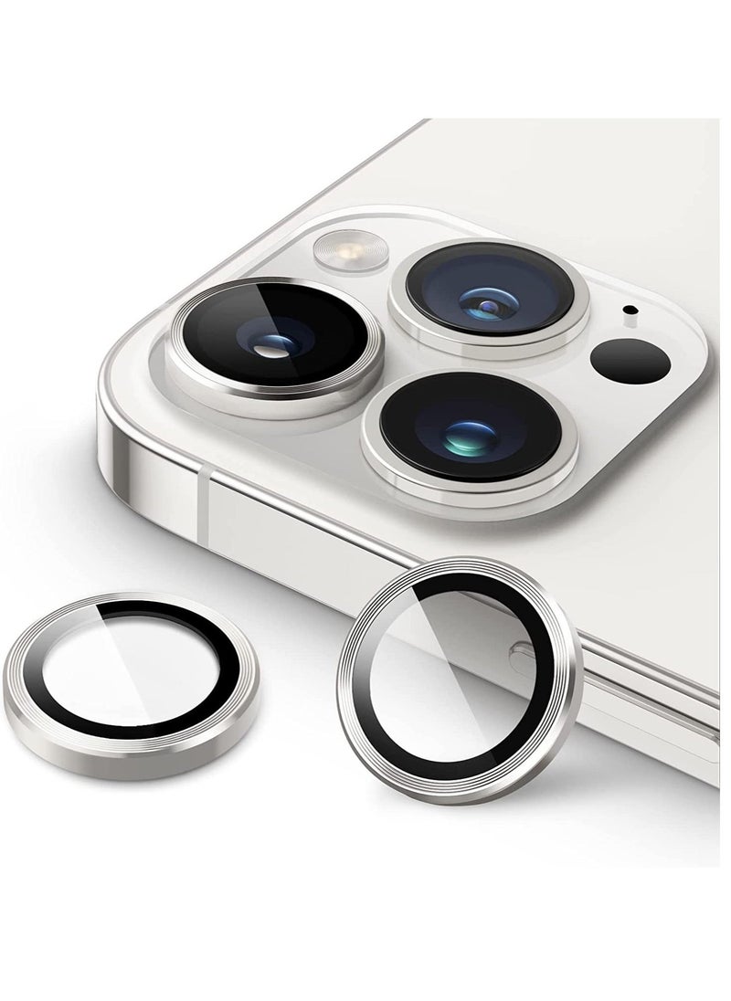 ELTRAZONE Camera Lens Protector for iPhone 14 Pro 6.1-Inch and iPhone 14 Pro Max 6.7-Inch, 9H Tempered Glass Metal Individual Ring Cover, HD Clear,(Silver) - Image 1