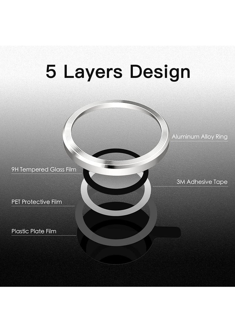 ELTRAZONE Camera Lens Protector for iPhone 14 Pro 6.1-Inch and iPhone 14 Pro Max 6.7-Inch, 9H Tempered Glass Metal Individual Ring Cover, HD Clear,(Silver) - Image 2