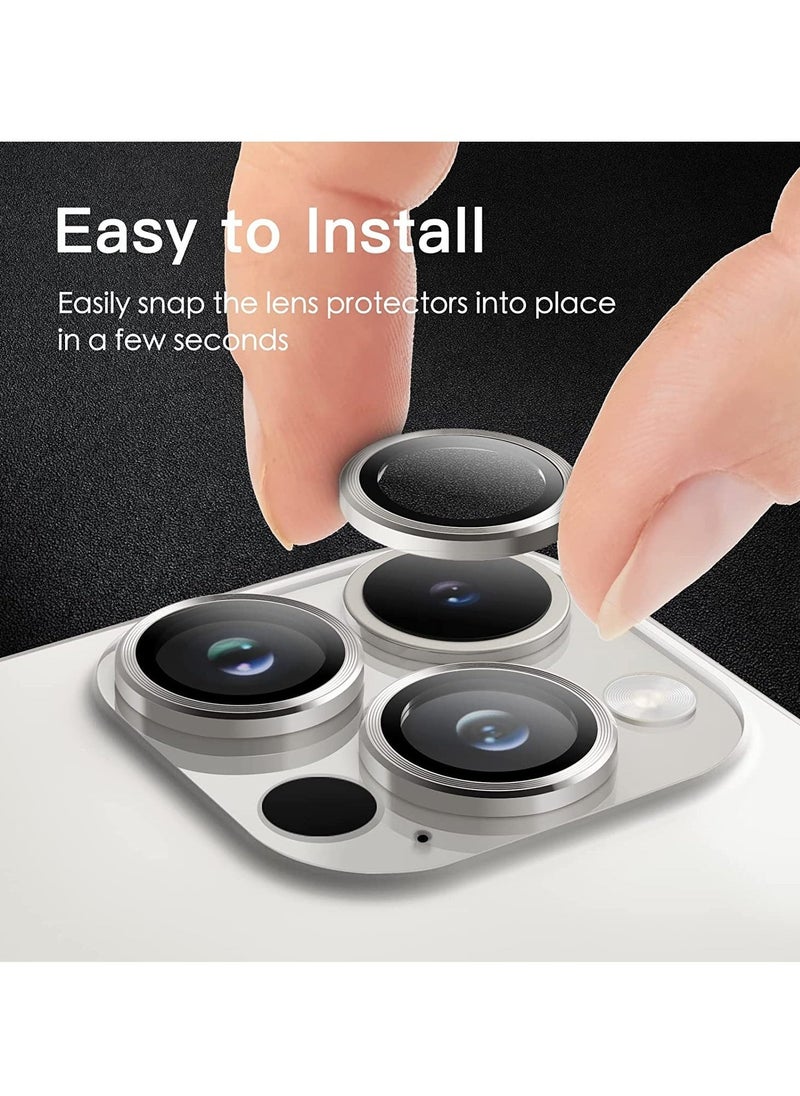 ELTRAZONE Camera Lens Protector for iPhone 14 Pro 6.1-Inch and iPhone 14 Pro Max 6.7-Inch, 9H Tempered Glass Metal Individual Ring Cover, HD Clear,(Silver) - Image 5
