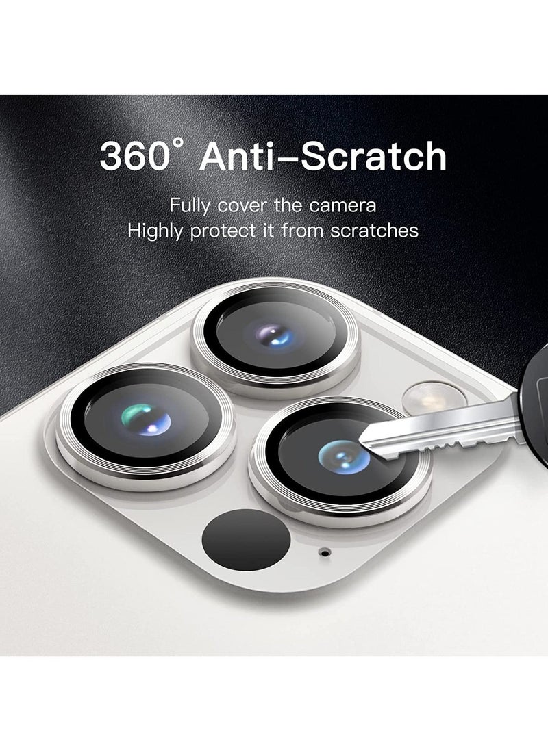 ELTRAZONE Camera Lens Protector for iPhone 14 Pro 6.1-Inch and iPhone 14 Pro Max 6.7-Inch, 9H Tempered Glass Metal Individual Ring Cover, HD Clear,(Silver) - Image 4
