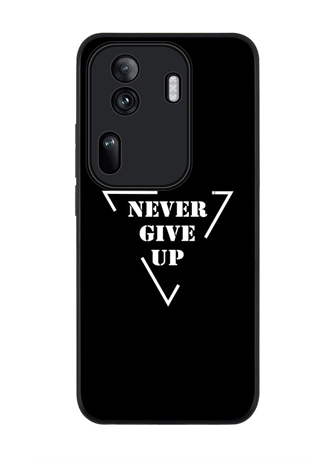 Stylizedd Rugged Black Edge Case for Oppo Reno11 Pro, Slim fit Soft Case Flexible Rubber Edges Anti Drop TPU Gel Thin Cover -  Never give up - Image 1