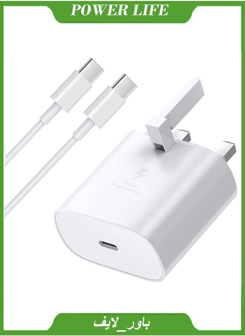 POWER LIFE - 45W Type C Charger for Samsung Fast Charger  Plug and 3.3 Ft Cable USB C to C, Wall Phone Charger Compatible with Samsung Galaxy S25 S24 Ultra S23 S22 FE S21 A33 A53 A54 A14 A13 Z Flip/Fold 4 White - Image 1