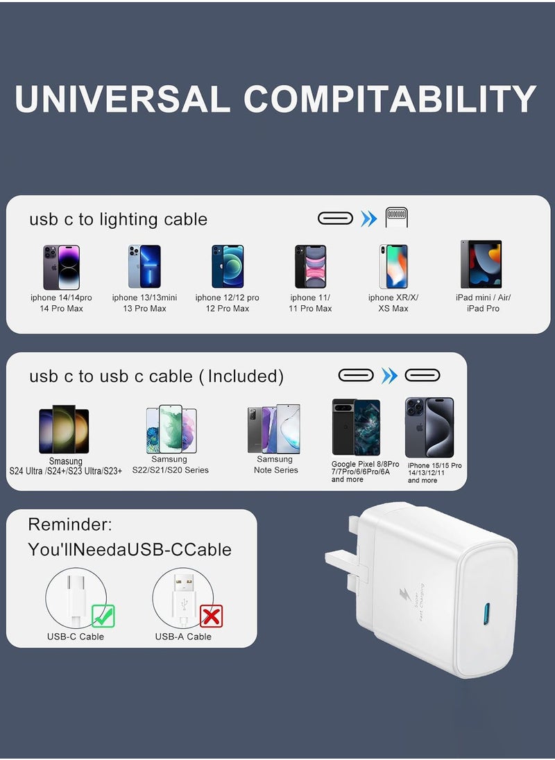 POWER LIFE - 45W Type C Charger for Samsung Fast Charger  Plug and 3.3 Ft Cable USB C to C, Wall Phone Charger Compatible with Samsung Galaxy S25 S24 Ultra S23 S22 FE S21 A33 A53 A54 A14 A13 Z Flip/Fold 4 White - Image 1