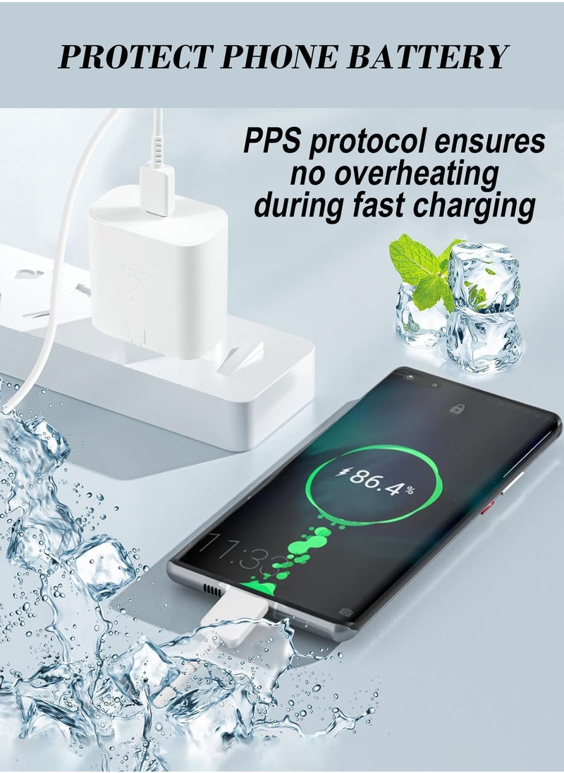POWER LIFE - 45W Type C Charger for Samsung Fast Charger  Plug and 3.3 Ft Cable USB C to C, Wall Phone Charger Compatible with Samsung Galaxy S25 S24 Ultra S23 S22 FE S21 A33 A53 A54 A14 A13 Z Flip/Fold 4 White - Image 1