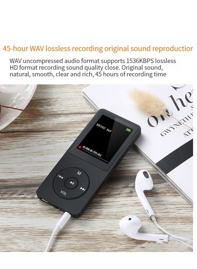 Mini Walkman MP3 MP4 Student Sports Music Player with Screen and Insertable Card (Black) - Image 3