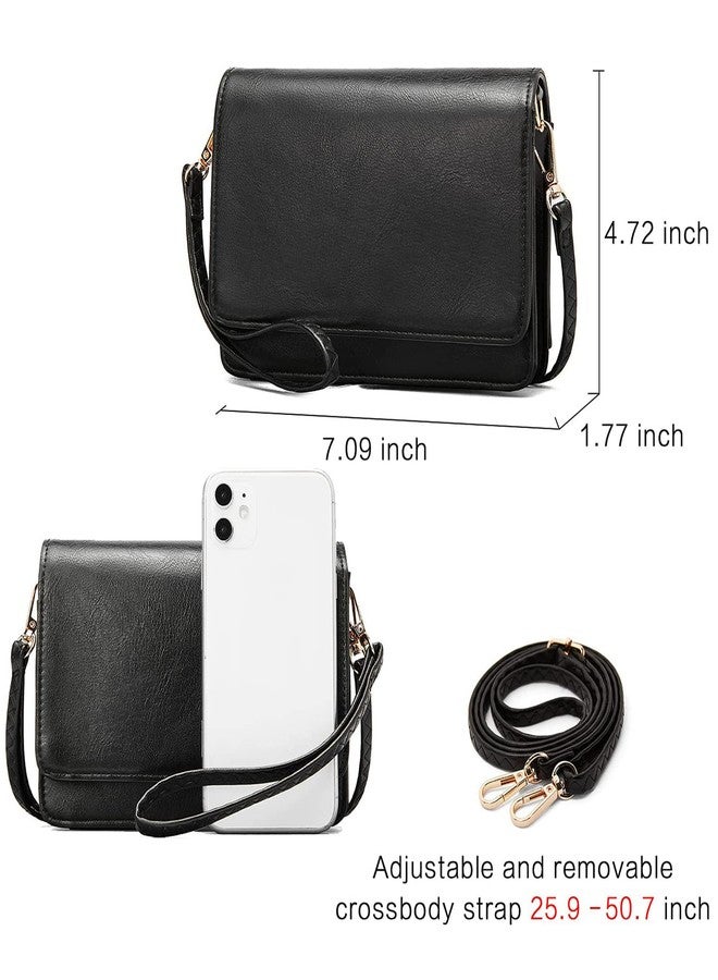 BROMEN Crossbody Bags for Women Small Cell Phone Shoulder Wristlet Wallet Clutch Purse Oil Wax Black - Image 5
