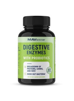 Digestive Enzymes with Probiotics | Bloating Relief & Digestive Health for Women & Men | 400MG Enzyme Blend with Probiotic Strains for Digestion & Gut Health | Vegetarian, 3rd-Party Tested (60 ct.)