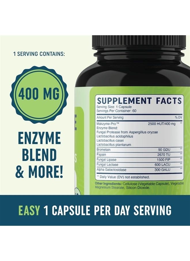MAV Nutrition - Digestive Enzymes with Probiotics | Bloating Relief & Digestive Health for Women & Men | 400MG Enzyme Blend with Probiotic Strains for Digestion & Gut Health | Vegetarian, 3rd-Party Tested (60 ct.) - Image 1