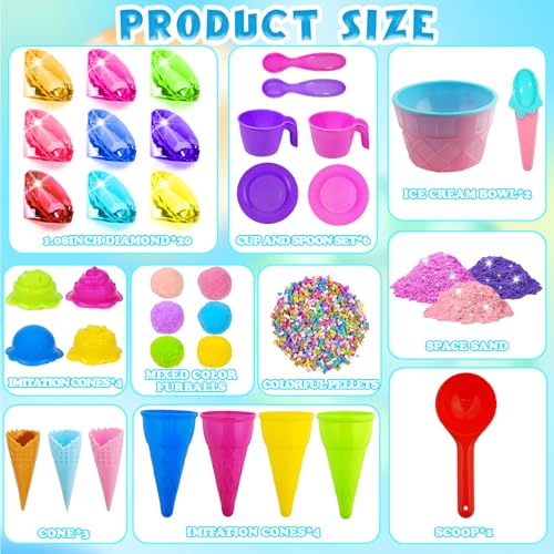Bbiamsleep Ice Cream Sensory Bin 61 Pcs Ice Cream Sensory Bin Fillers with 11 Mould 9 Tools for Home Decor - Image 5