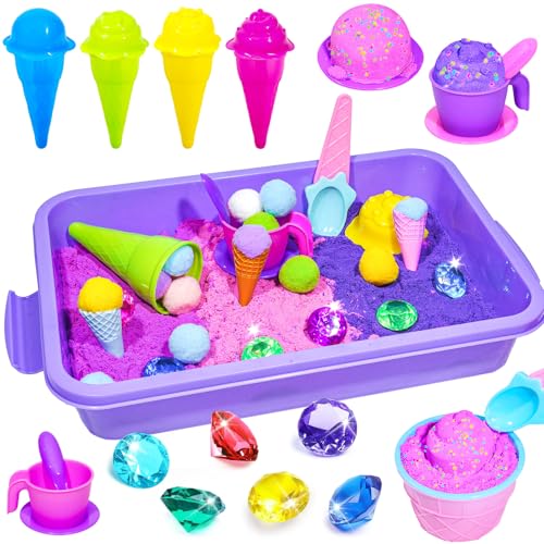 Bbiamsleep Ice Cream Sensory Bin 61 Pcs Ice Cream Sensory Bin Fillers with 11 Mould 9 Tools for Home Decor - Image 1