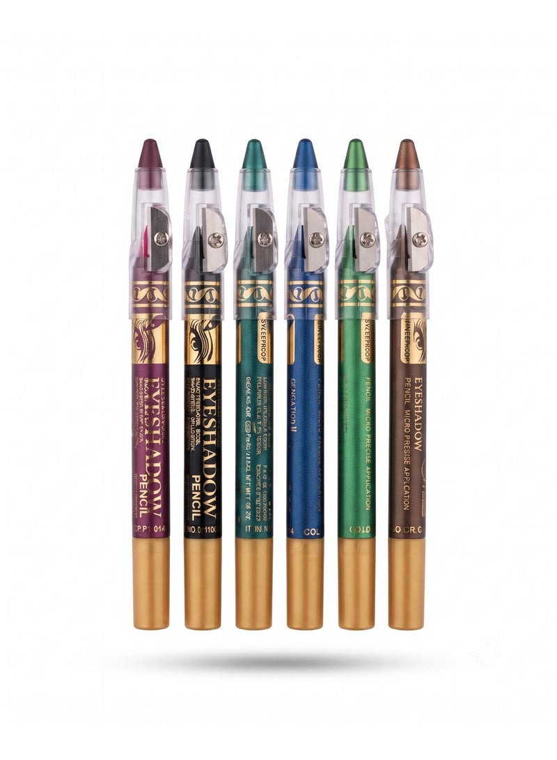 Mn MENOW MeNow Eyeshadow Pencil Set of 6 with Sharpener, Set No. B - Image 2