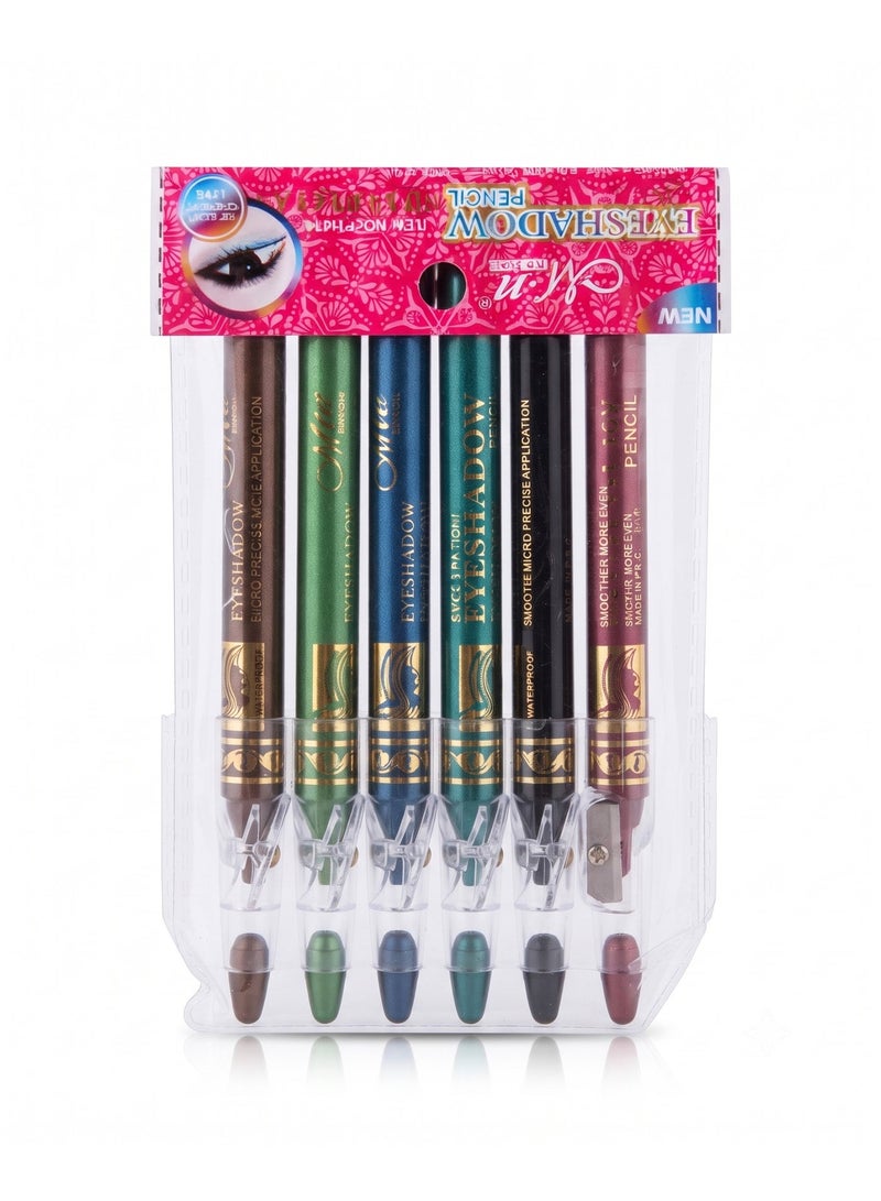 Mn MENOW MeNow Eyeshadow Pencil Set of 6 with Sharpener, Set No. B - Image 3