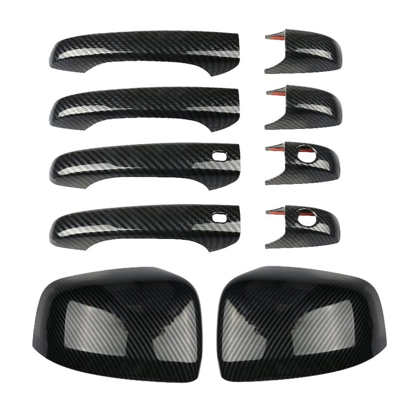 sportuli Carbon Fiber Mirror Covers +Door Handle Covers Replacement for 2011-2021 Jeep Grand Cherokee and Dodge Durango - Image 2