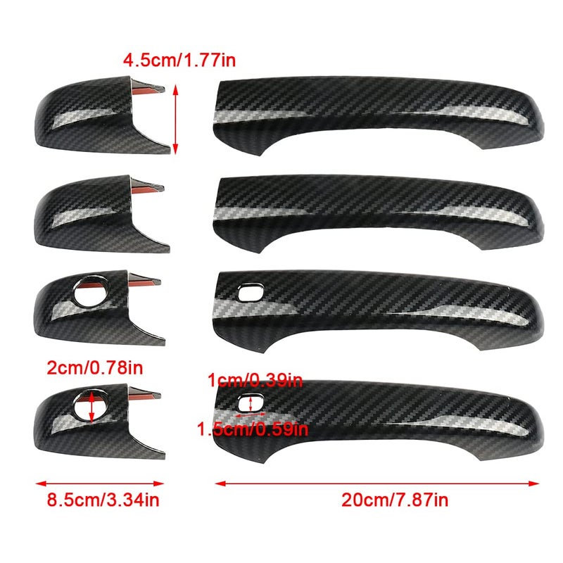 sportuli Carbon Fiber Mirror Covers +Door Handle Covers Replacement for 2011-2021 Jeep Grand Cherokee and Dodge Durango - Image 3