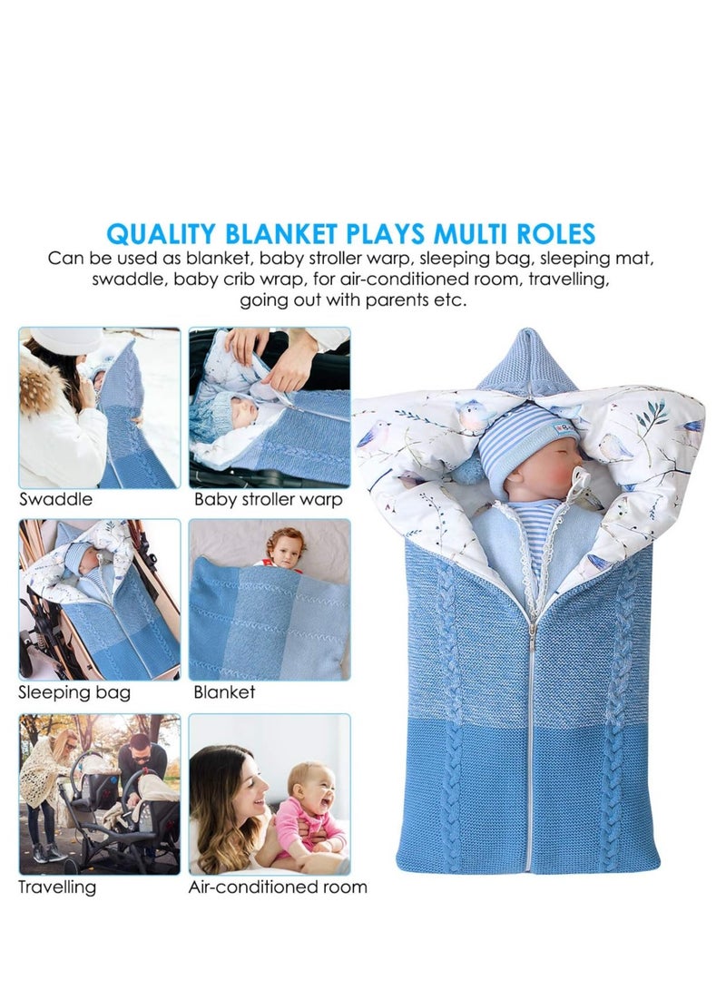 Newborn Baby Swaddle Blanket Multifunction Stroller Wrap Sleeping Mat Thick Warm Sleeping Bag Soft Thick Fleece Warm Blanket Newborn Sleeping Bag for Baby Boys Girls - Image 3