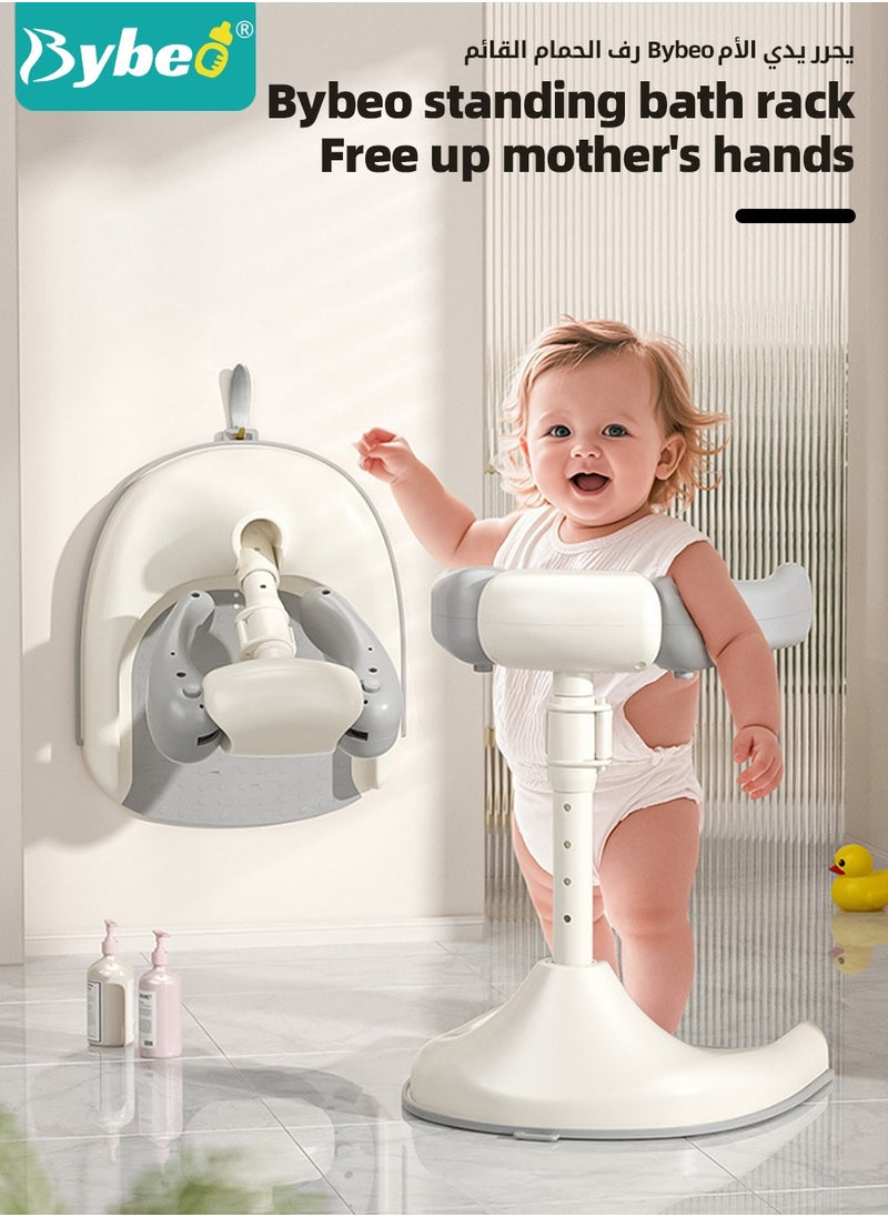 Bybeo 13PCS Baby Bath Support, Baby Bath Tub, Infant Bathtub, Infant Bath Chair, Foldable Baby Bath Stand with Anti-Slip Base, Adjustable Bath Shower Helper with Shower Cap + Shampoo Brush + Shower Cup + Duckling toys *4 + Ocean Balls *5  - Image 2