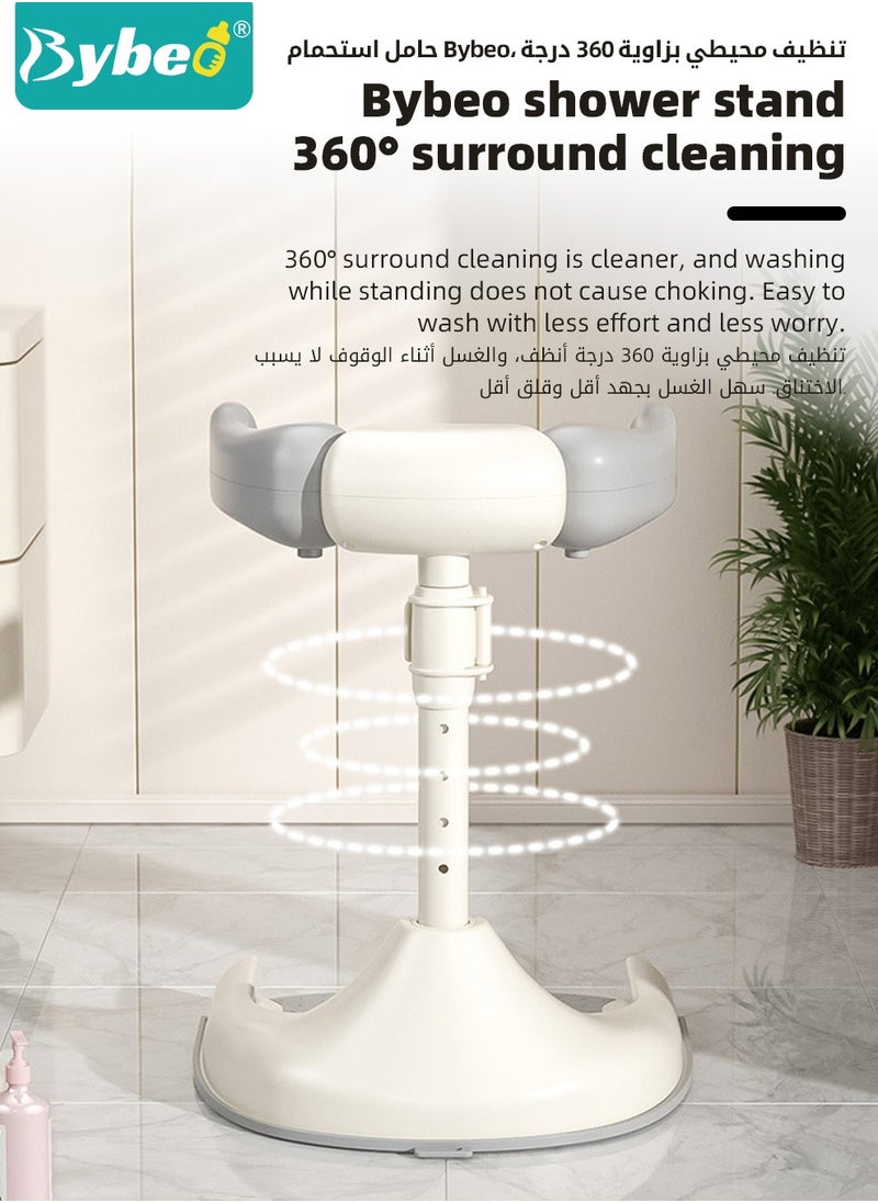 Bybeo 13PCS Baby Bath Support, Baby Bath Tub, Infant Bathtub, Infant Bath Chair, Foldable Baby Bath Stand with Anti-Slip Base, Adjustable Bath Shower Helper with Shower Cap + Shampoo Brush + Shower Cup + Duckling toys *4 + Ocean Balls *5  - Image 4
