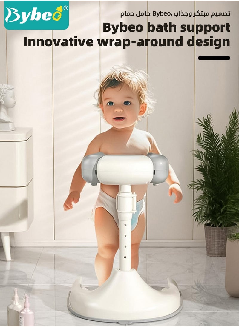 Bybeo 13PCS Baby Bath Support, Baby Bath Tub, Infant Bathtub, Infant Bath Chair, Foldable Baby Bath Stand with Anti-Slip Base, Adjustable Bath Shower Helper with Shower Cap + Shampoo Brush + Shower Cup + Duckling toys *4 + Ocean Balls *5  - Image 3