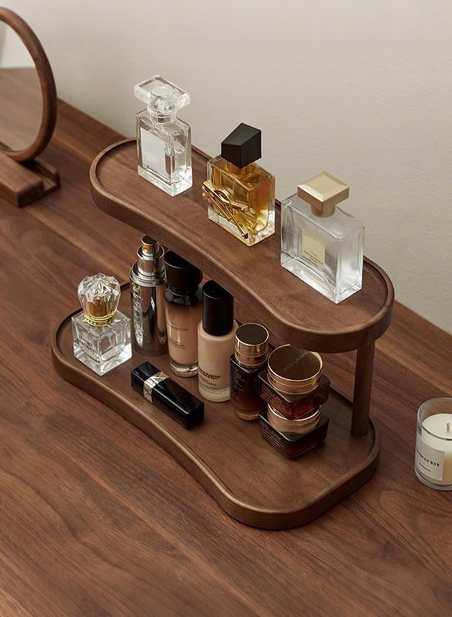 Forthcan 2-Tier Bamboo Countertop Organizer Rack, Thickened Natural Material Display Stand with Anti-Fall Grooved Trays, Compact Storage Shelf for Tea Set, Kitchen & Home Decor - Image 5