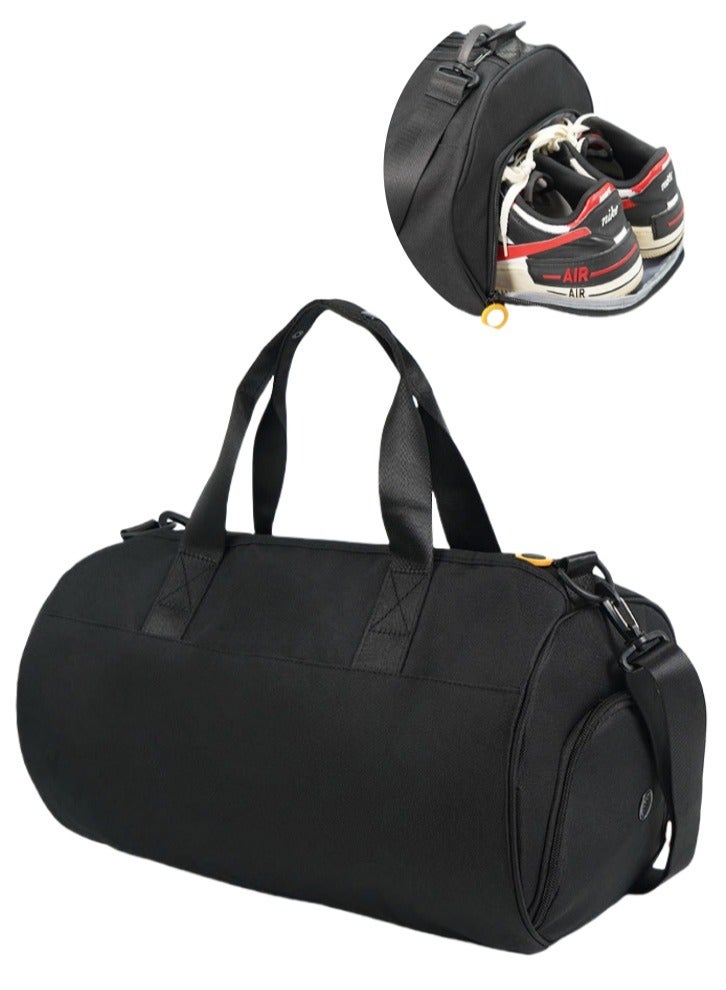 Lullaxx Black Fitness Bag - Dry - Wet Separation, Independent Shoe Compartment - Stylish, Durable for Gym, Travel & Daily Use