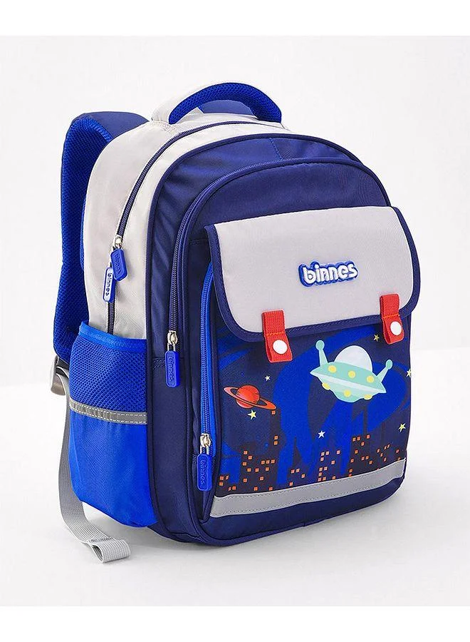 Bonfino Bonfino Space Theme Backpack, Adjustable Shoulder Strap, Zipper Closure, Spacious, 8 Years+, Blue - 15 Inches