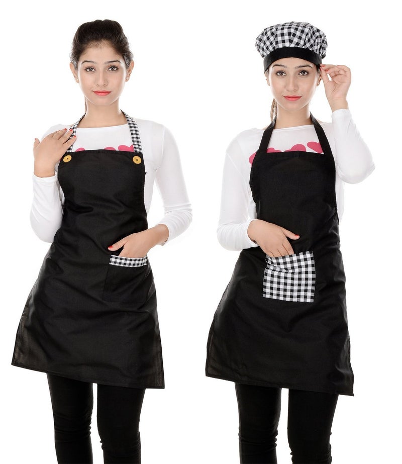 Switchon waterproof Kitchen black Apron with front pocket pack of 2 - Image 1